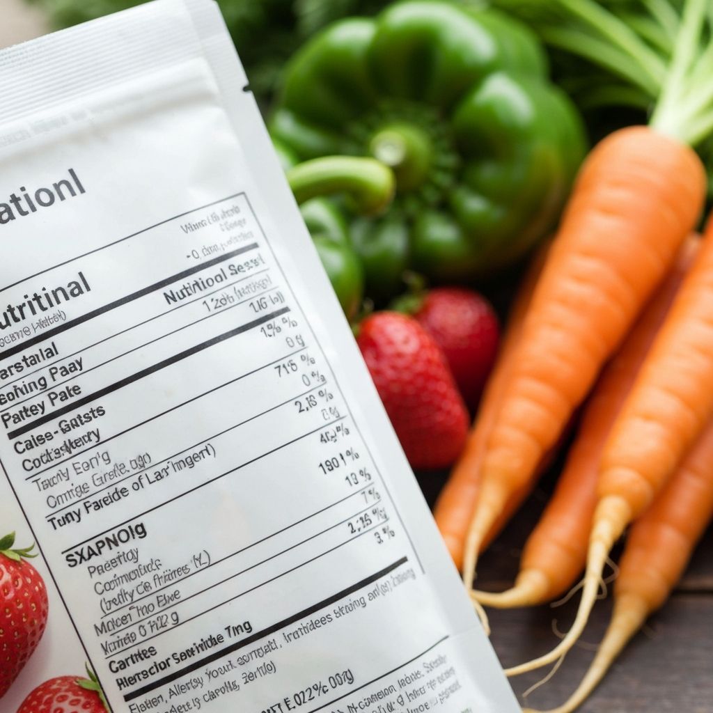 Close-up of food package with nutritional label